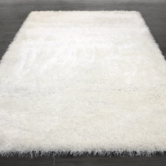 Lily Shimmer White Shaggy Rug