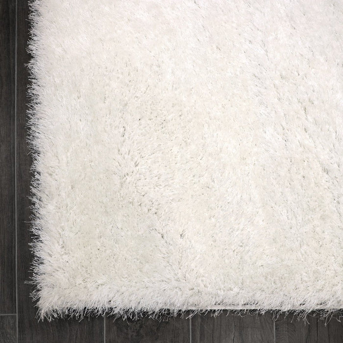 Lily Shimmer White Shaggy Rug