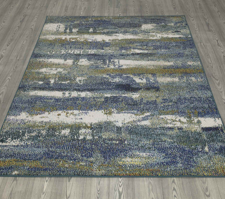 Miami Abstract Design Rug (V6) - Blue