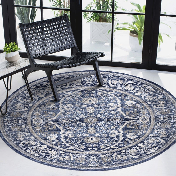 Monaco Floral Rug - Navy