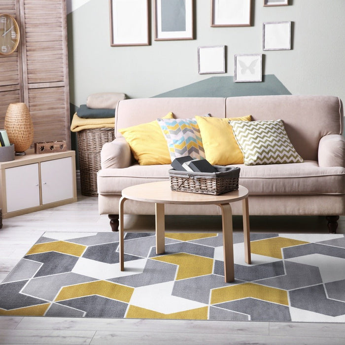 Monaco Geometric Rug V2 - Mustard