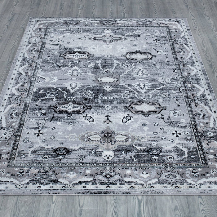 New York Grey Floral Rug