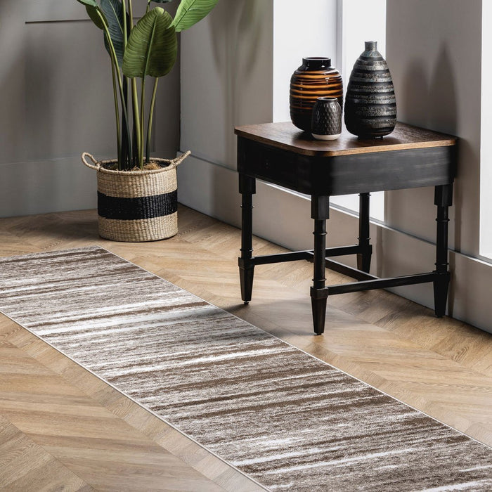 Palma Striped Modern Rug - Brown