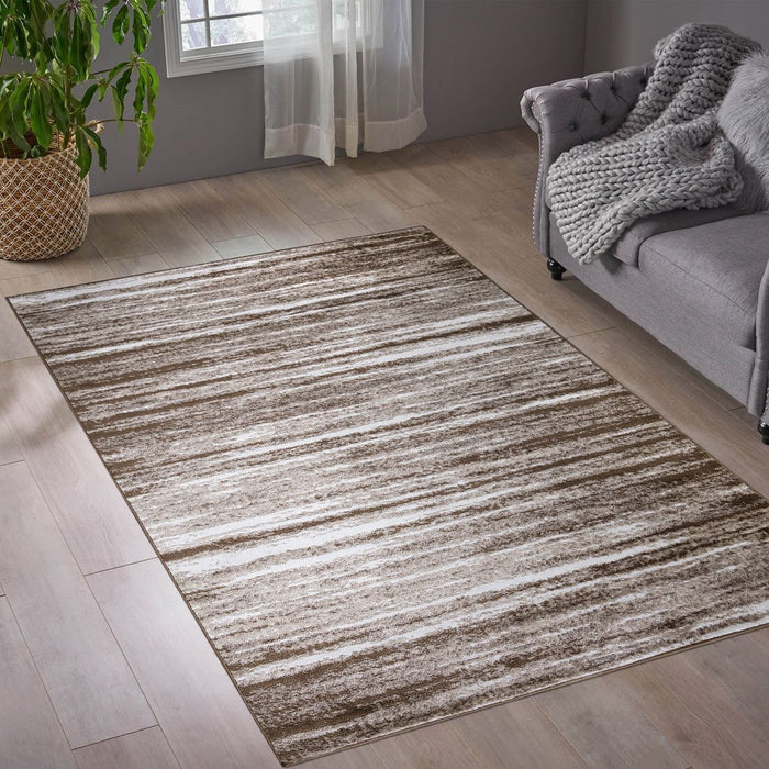 Palma Striped Modern Rug - Brown