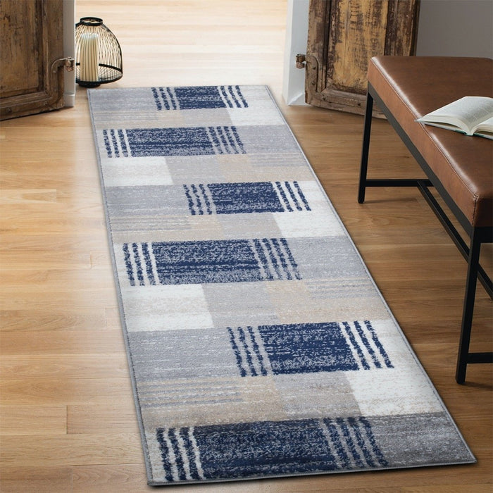 Paris Check Rug Navy - Navy