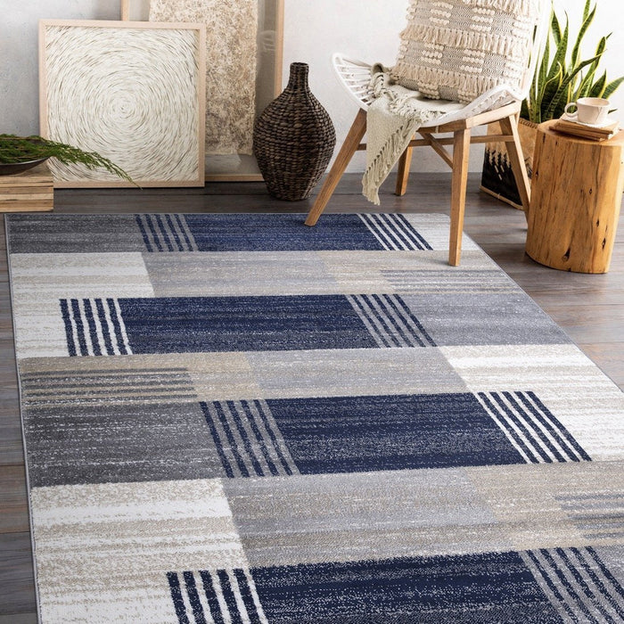 Paris Check Rug Navy - Navy