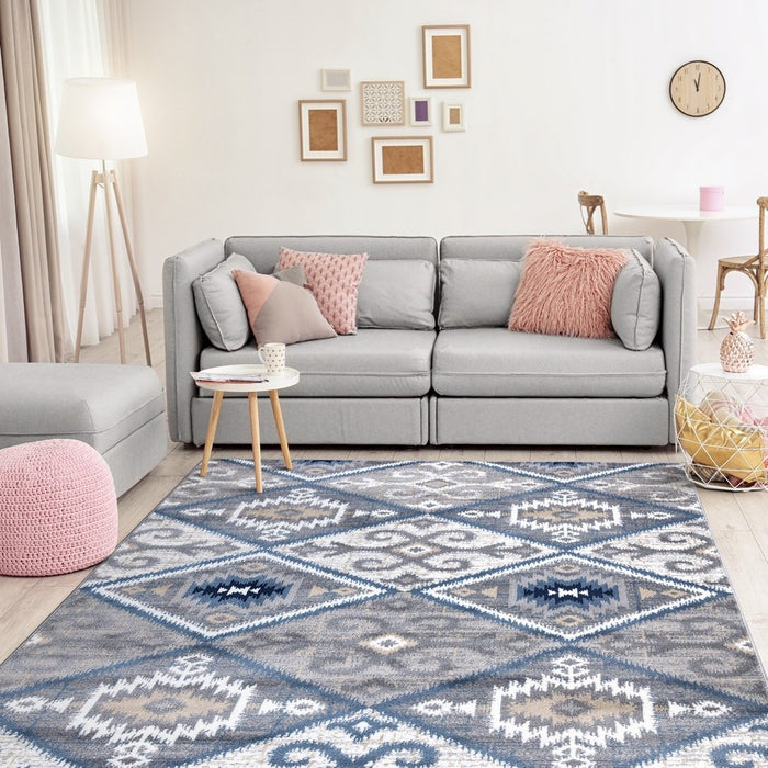 Paris Kilim Design Rug V4 - Blue