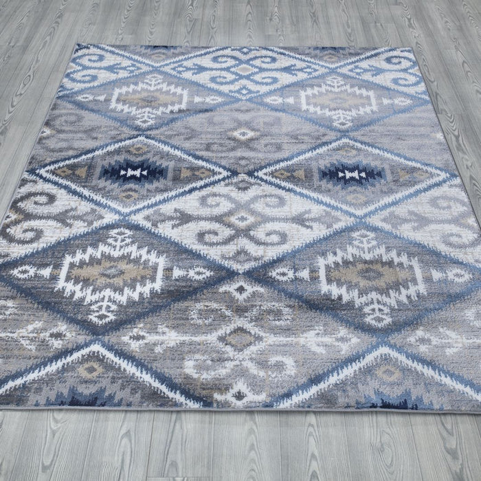 Paris Kilim Design Rug V4 - Blue