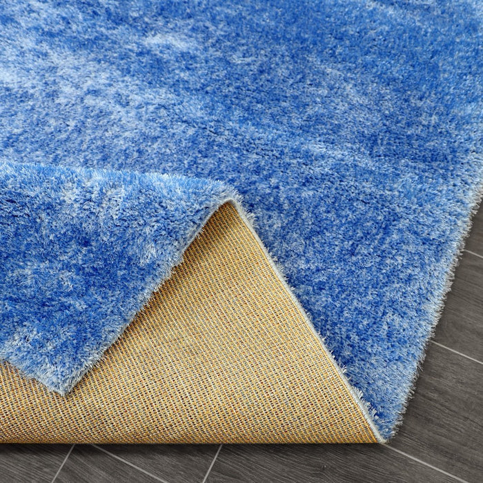 Puffy Shimmer Blue Shaggy Rug