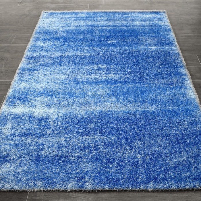 Puffy Shimmer Blue Shaggy Rug