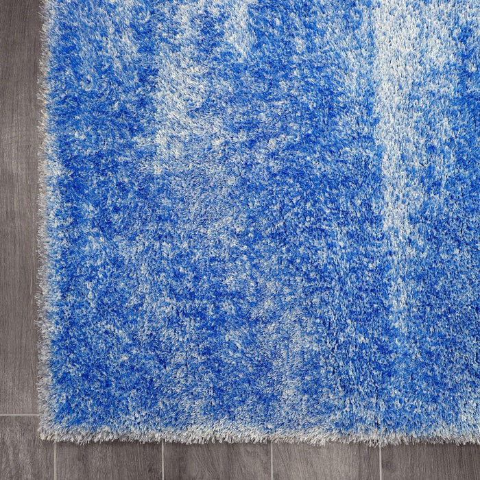 Puffy Shimmer Blue Shaggy Rug