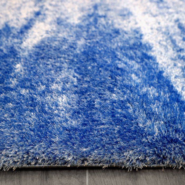 Puffy Shimmer Blue Shaggy Rug