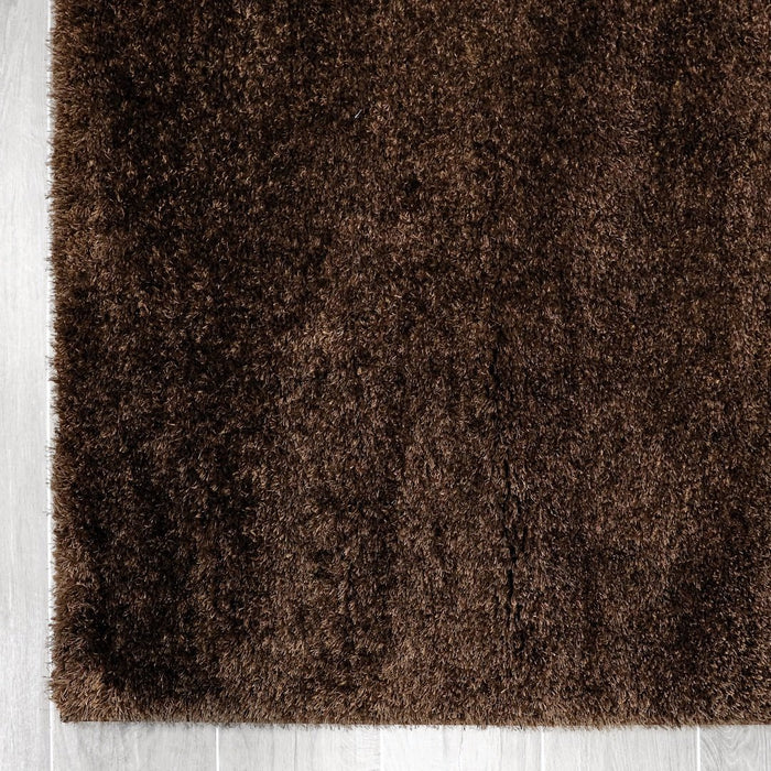 Puffy Shimmer Brown Shaggy Rug