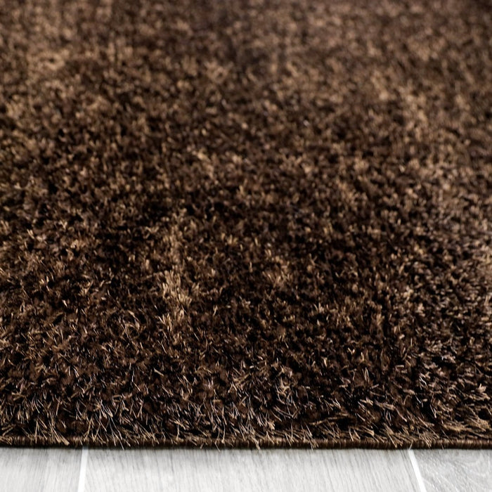 Puffy Shimmer Brown Shaggy Rug