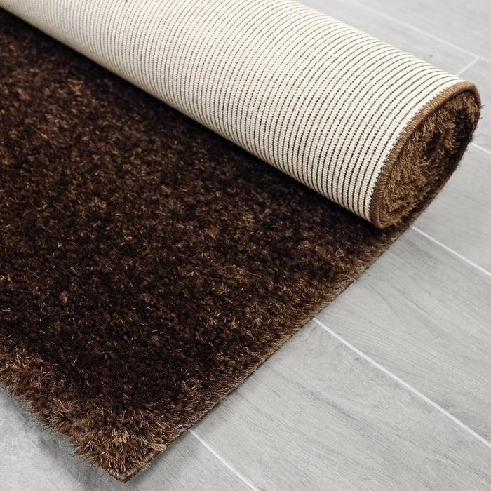 Puffy Shimmer Brown Shaggy Rug