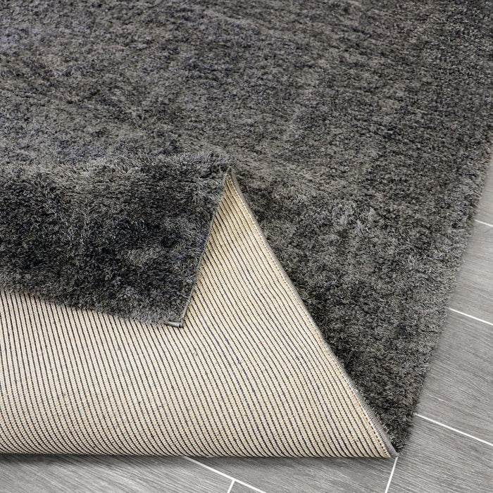 Puffy Shimmer Dark Grey Shaggy Rug