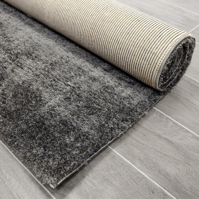 Puffy Shimmer Dark Grey Shaggy Rug