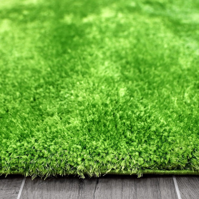 Puffy Shimmer Green Shaggy Rug