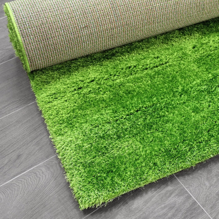 Puffy Shimmer Green Shaggy Rug