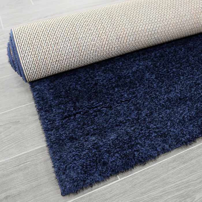 Puffy Shimmer Navy Shaggy Rug