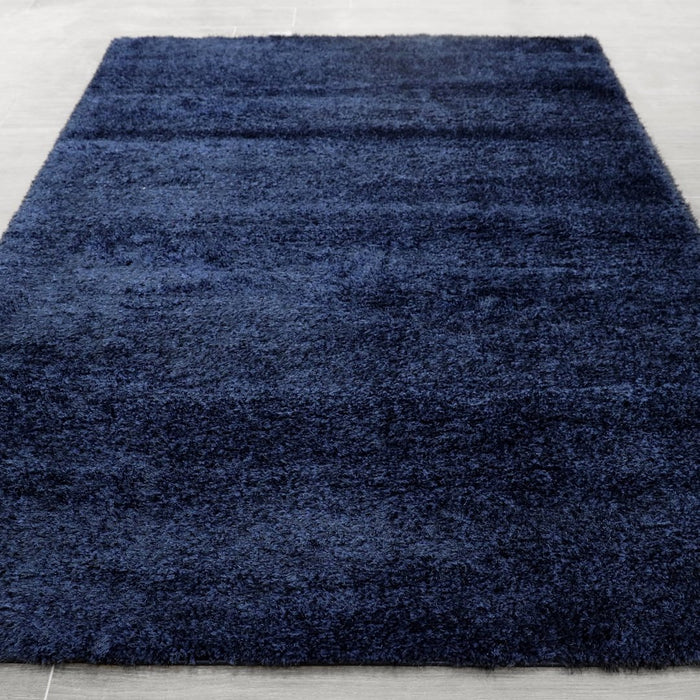 Puffy Shimmer Navy Shaggy Rug