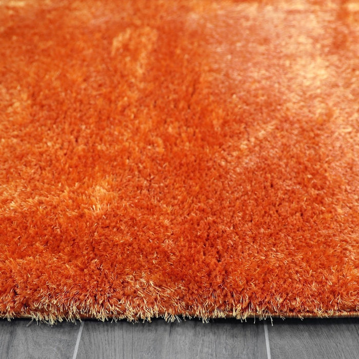 Puffy Shimmer Orange Shaggy Rug