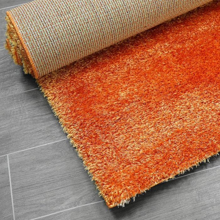 Puffy Shimmer Orange Shaggy Rug