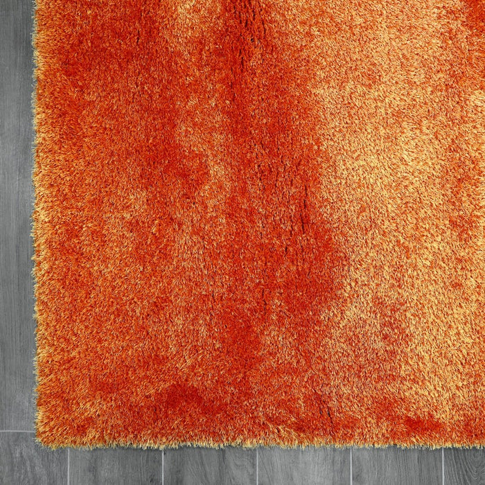 Puffy Shimmer Orange Shaggy Rug