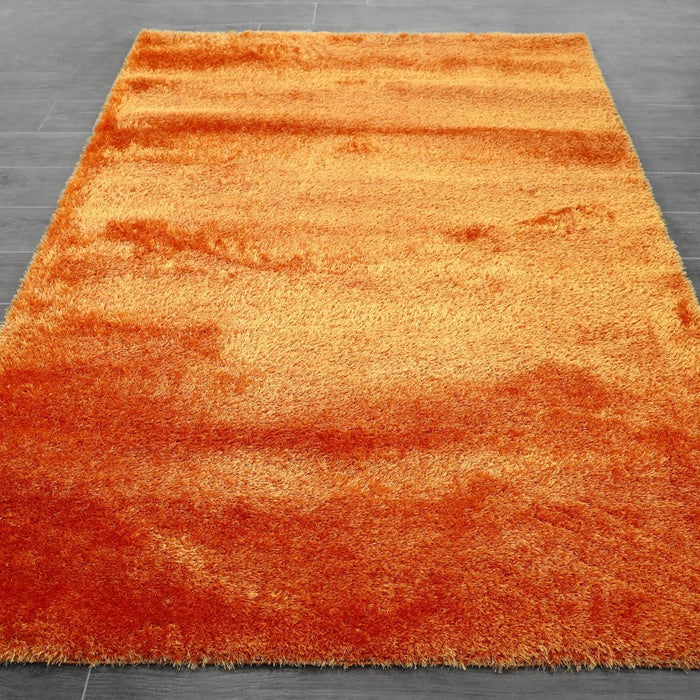 Puffy Shimmer Orange Shaggy Rug