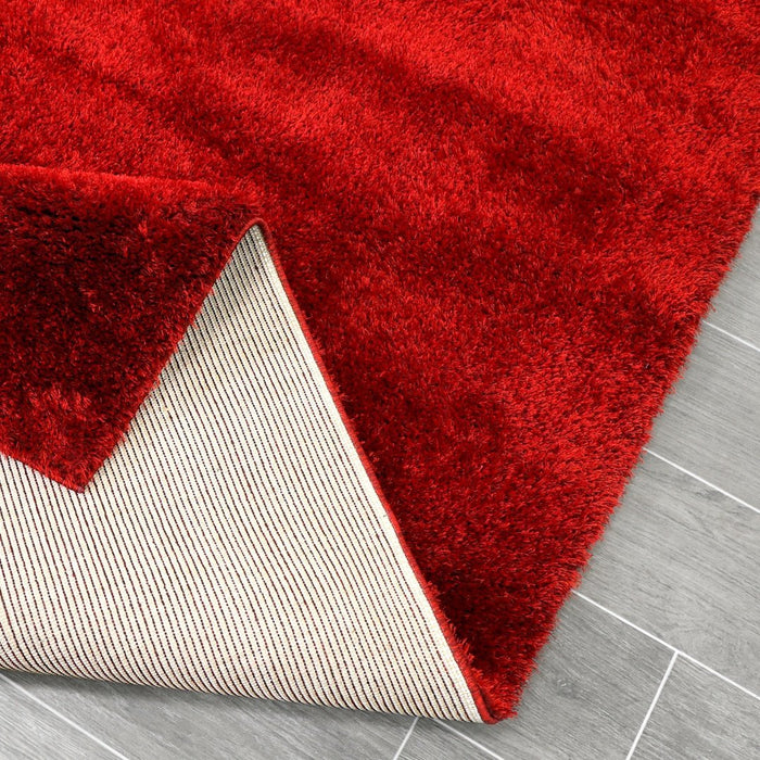 Puffy Shimmer Red Shaggy Rug