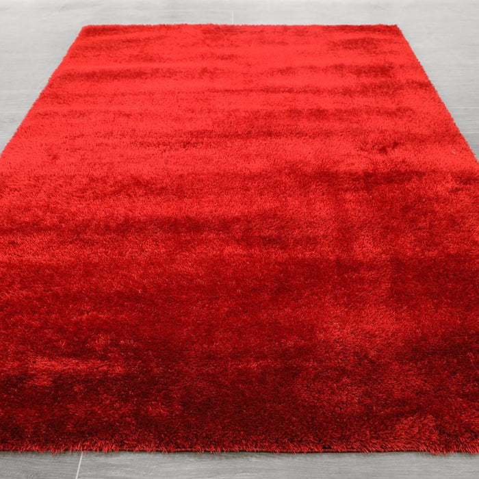 Puffy Shimmer Red Shaggy Rug