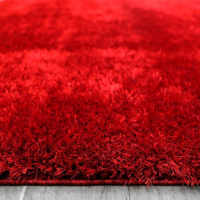 Puffy Shimmer Red Shaggy Rug