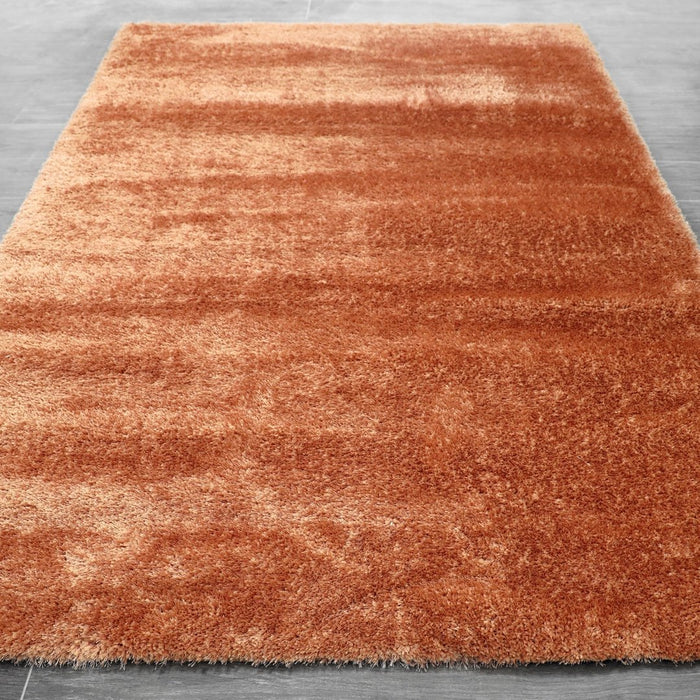 Puffy Shimmer Terracotta Shaggy Rug