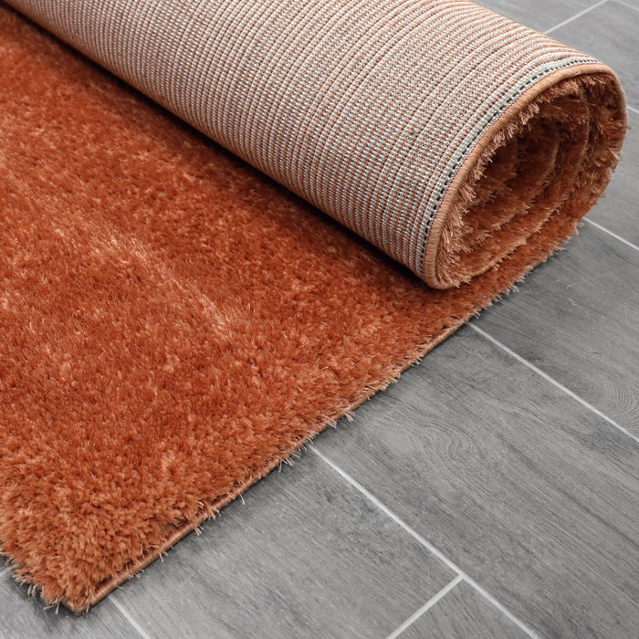 Puffy Shimmer Terracotta Shaggy Rug