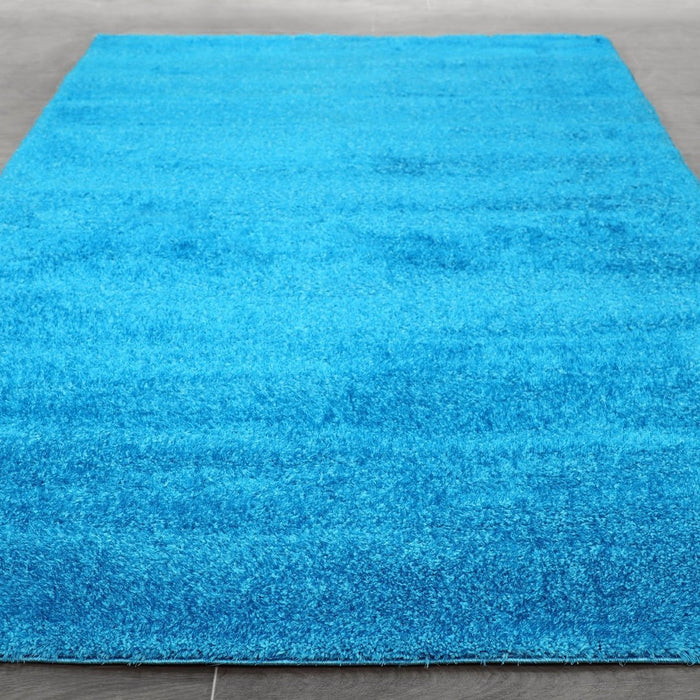 Puffy Shimmer Turquoise Shaggy Rug