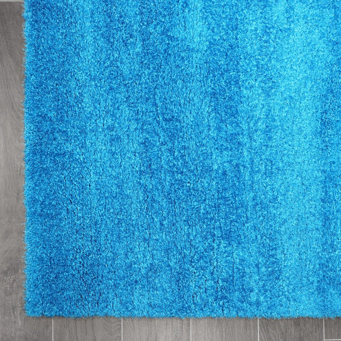 Puffy Shimmer Turquoise Shaggy Rug