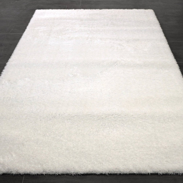 Puffy Shimmer White Shaggy Rug