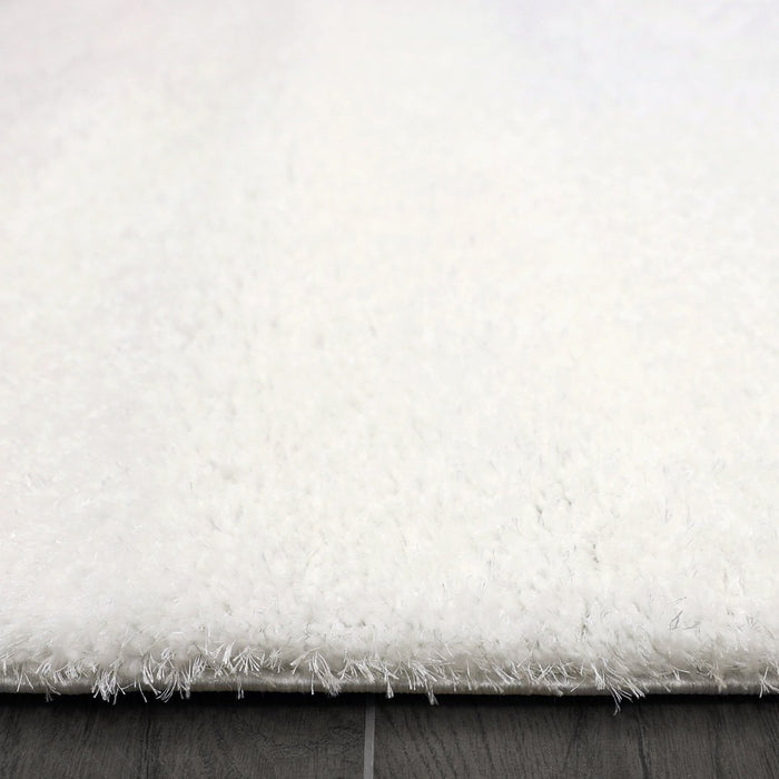 Puffy Shimmer White Shaggy Rug