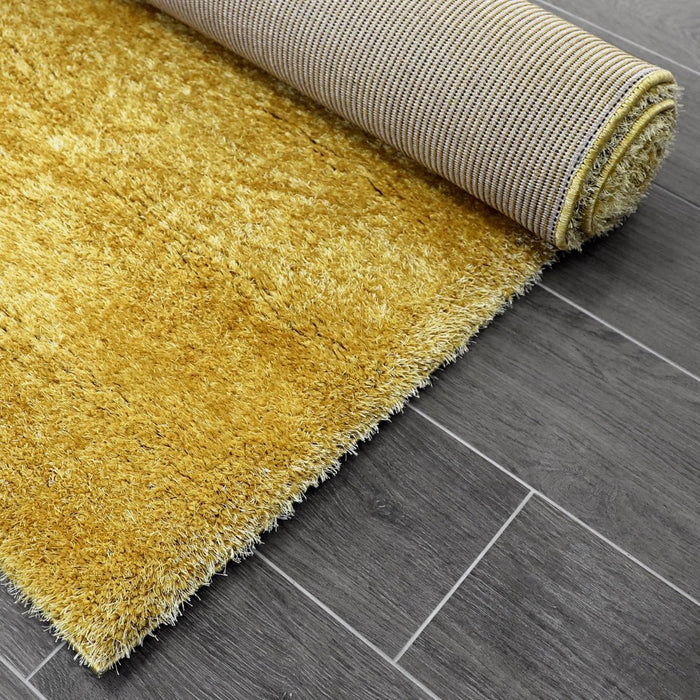 Puffy Shimmer Yellow Shaggy Rug