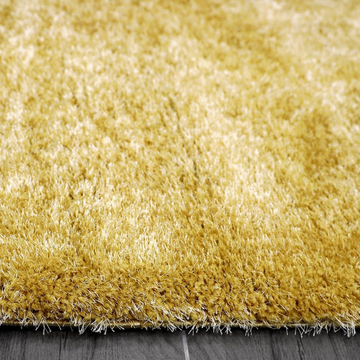 Puffy Shimmer Yellow Shaggy Rug