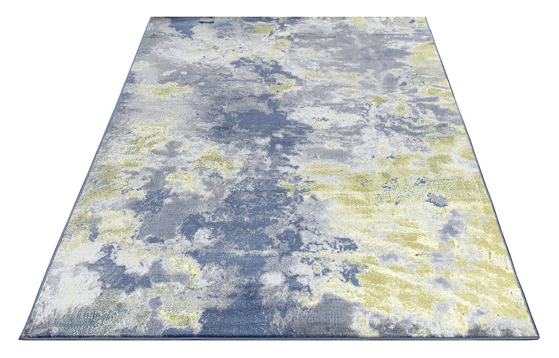 Ritz Abstract Modern Rug Gold & Blue (V1)