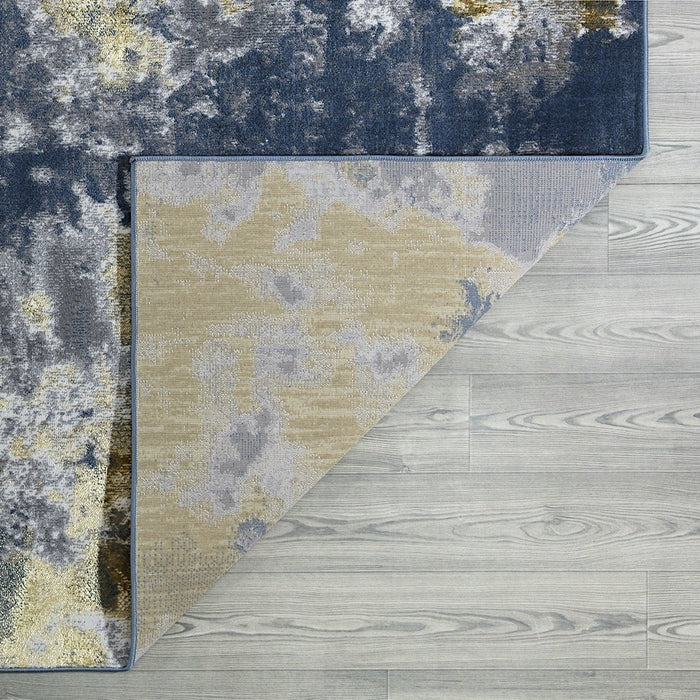 Ritz Abstract Modern Rug Gold & Blue (V1)