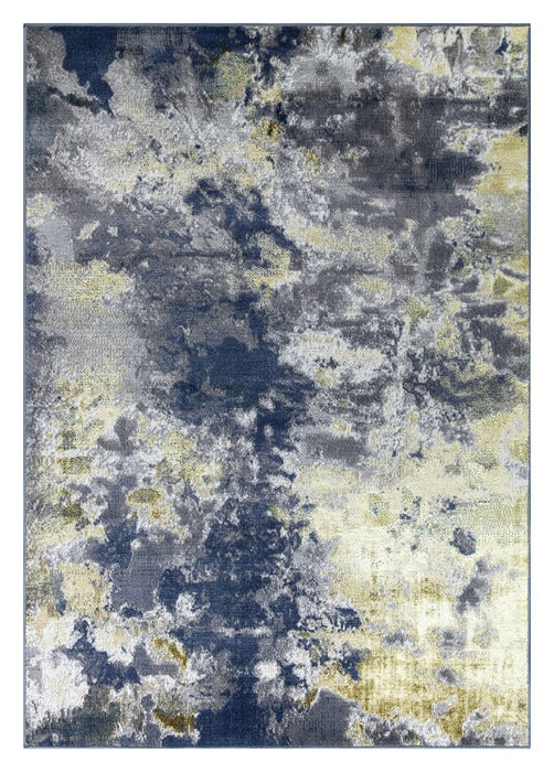 Ritz Abstract Modern Rug Gold & Blue (V1)