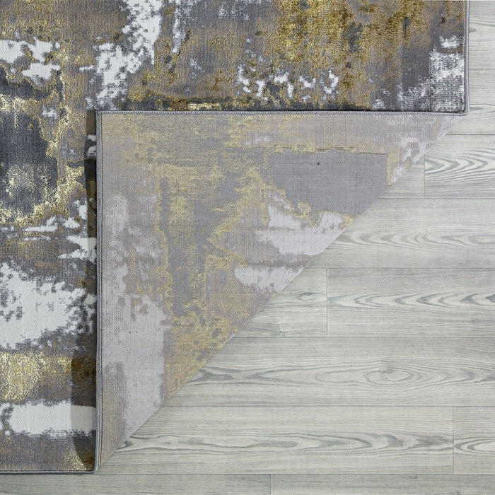 Ritz Abstract Modern Rug Gold & Grey (V1)