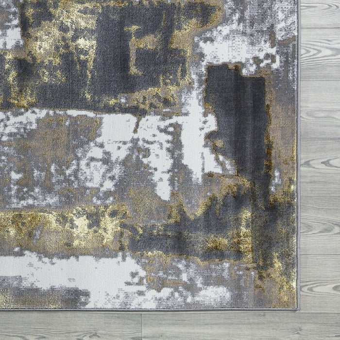 Ritz Abstract Modern Rug Gold & Grey (V1)