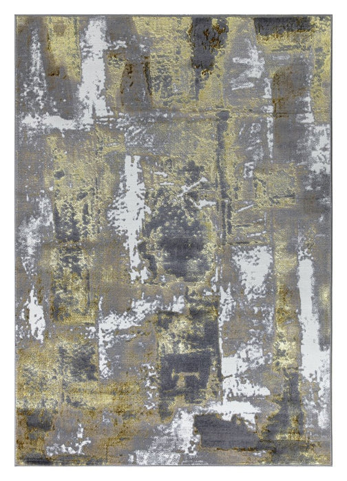 Ritz Abstract Modern Rug Gold & Grey (V1)