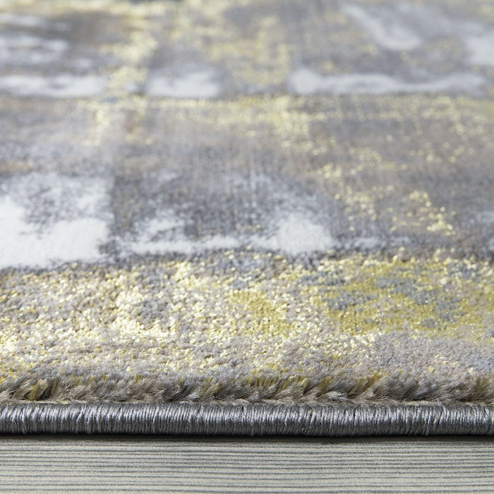 Ritz Abstract Modern Rug Gold & Grey (V1)