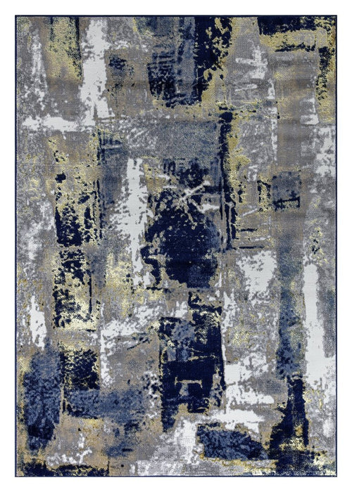 Ritz Abstract Modern Rug Gold & Navy (V1)