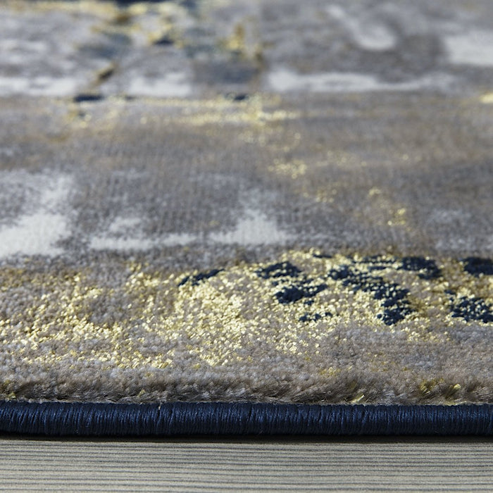 Ritz Abstract Modern Rug Gold & Navy (V1)