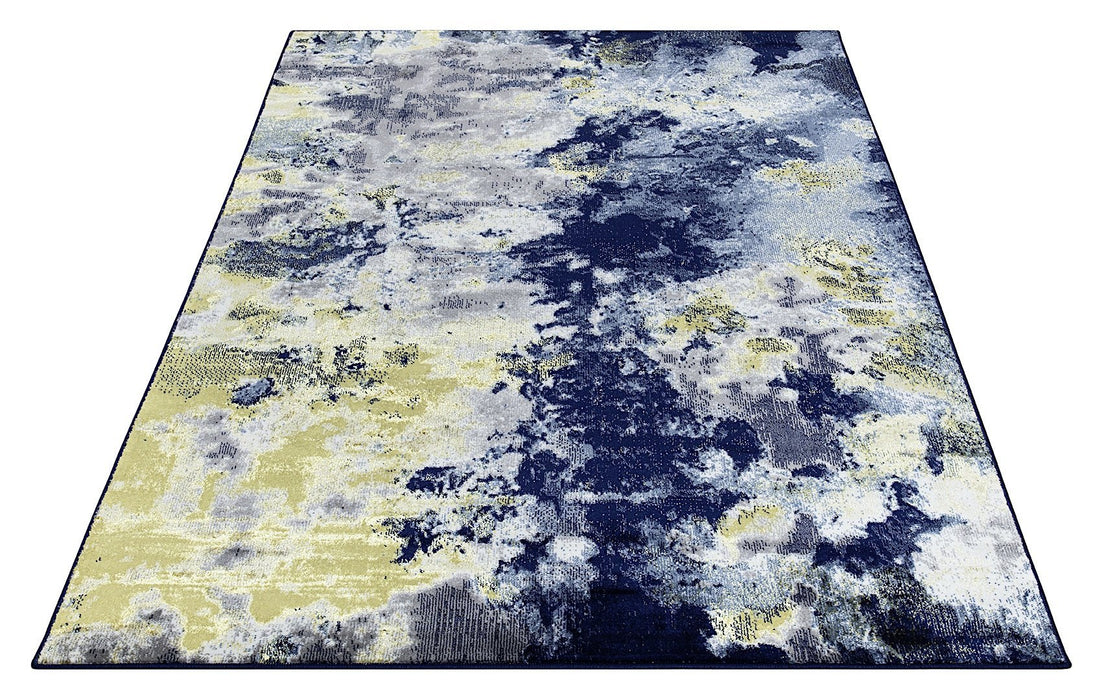 Ritz Abstract Modern Rug Gold & Navy (V2)